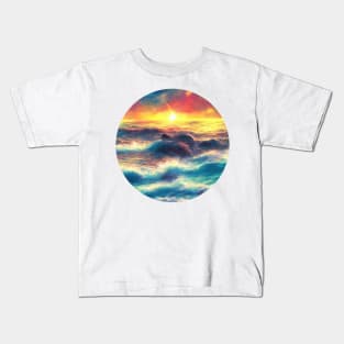 Blue Ocean Sun Waves Kids T-Shirt